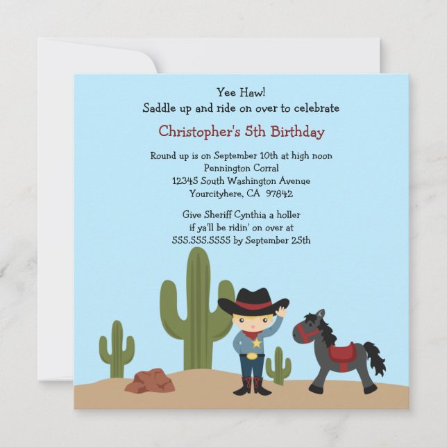 Invitation occidentale de fête d'anniversaire de (Devant)