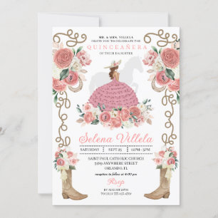 Invitation Occidentale rose Mariachi Charro Princesse Quincea