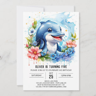 Invitation Océan Animaux Imaginaire Dauphin Anniversaire