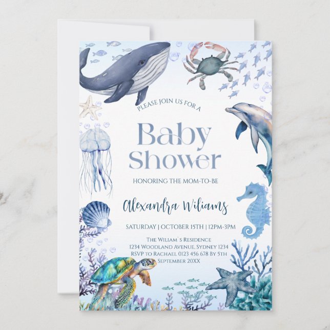 Invitation Ocean Baby shower Party (Devant)