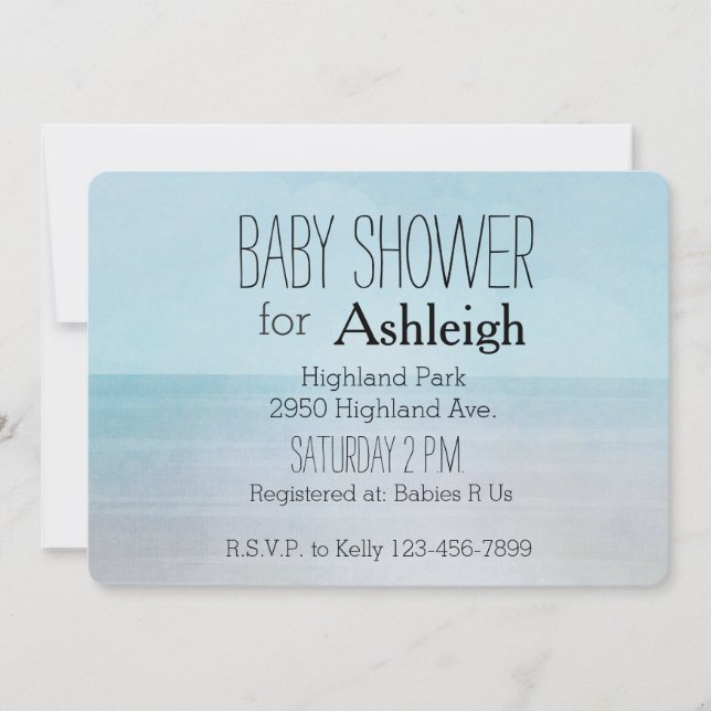Invitation Ocean Beach baby shower (Devant)