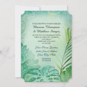Invitation Ocean Beach Elephants Oar Feuille Palm Art