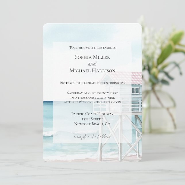 Invitation Ocean Beach Mariage côtier (Debout devant)