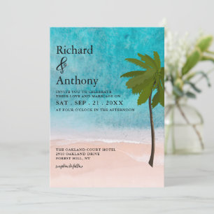 Invitation Ocean Beach Palm Tree Mariage