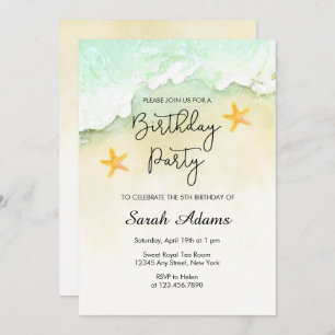 Invitation Océan Beach Tropical Watercolor 5e anniversaire