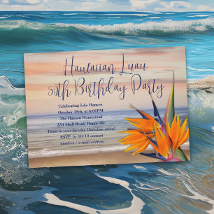 Invitation Ocean Bird of paradise Luau Anniversaire