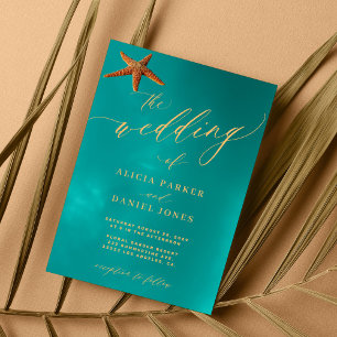 Invitation Ocean bleu or script plage destination mariage