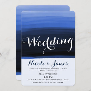 Invitation Ocean Blue Watercolor Modern Glam Mariage