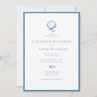Invitation Océan Coquillage | Mariage Bleu