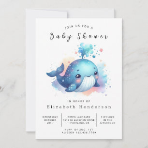 Invitation Ocean Custom Whale Baby shower