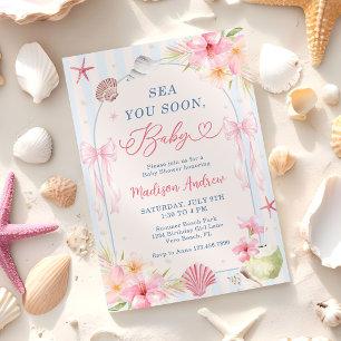 Invitation Océan d'été vous verrons bientôt Baby Shower Coqui