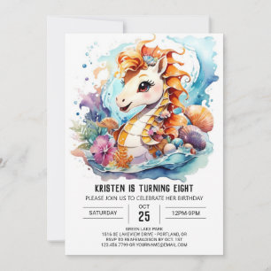 Invitation Ocean Dreamscape Nautical Seahorse Anniversaire