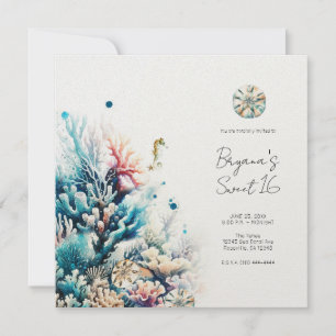 Invitation Océan Éclaboussure Corail Marin Aquarelle Douce 16