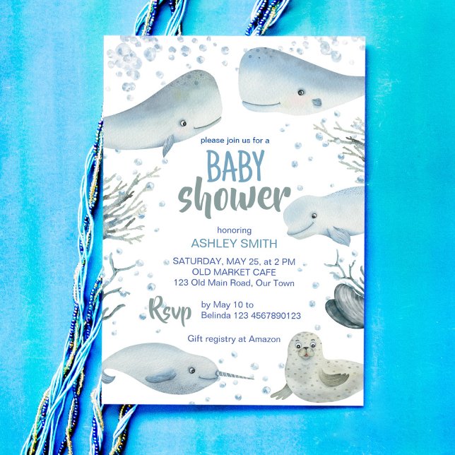 Invitation Océan et baby shower de mer Marine marine (Créateur téléchargé)