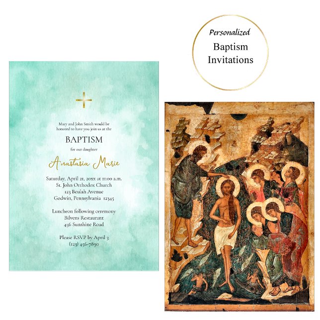 Invitation Ocean Foam Orthodox Christian Baptism (Créateur téléchargé)