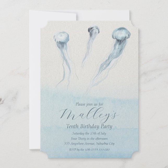 Invitation Ocean Jellyfish Numéro d'âge Anniversaire Invitati (Devant)
