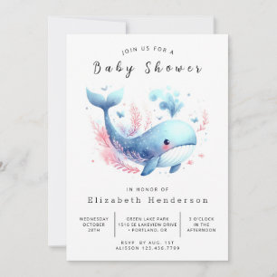 Invitation Ocean Online Whale Baby shower