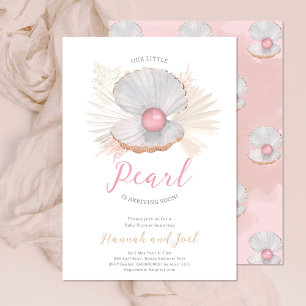 Invitation Ocean Pearl Sea Shell Baby shower rose fille