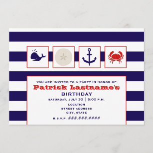 Crabe Et Ancre Invitations Faire Part Cartes Zazzle