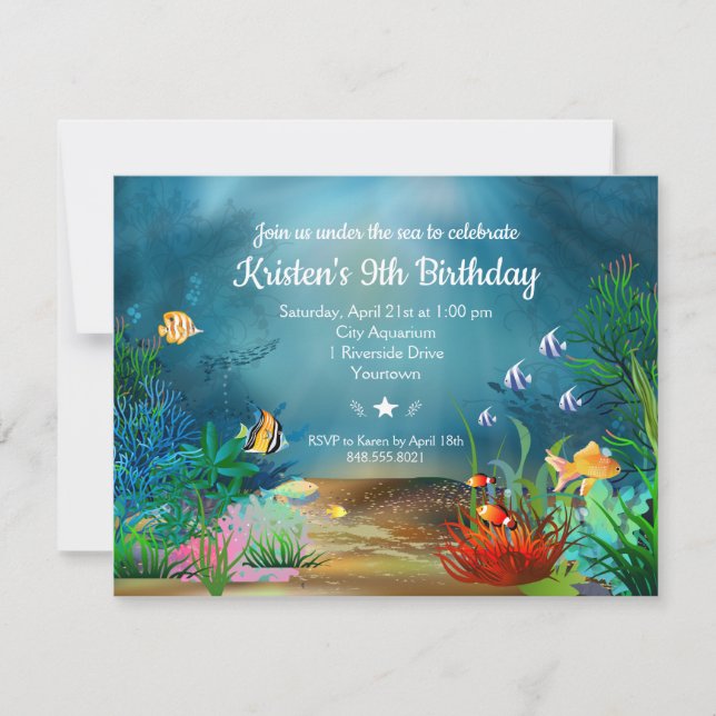 Invitation Ocean Reef Under the Sea Birthday Party (Devant)