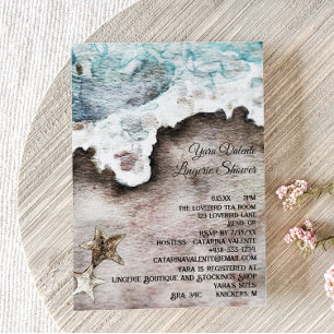Invitation Océan rustique   Beach Destination Lingerie Douche
