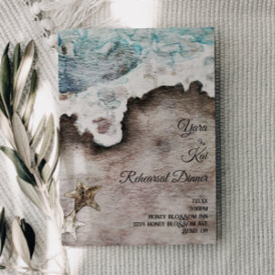 Invitation Océan rustique   Dîner de répétition de destinatio