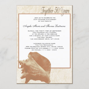 Invitation Ocean Sand Seashell 50e anniversaire
