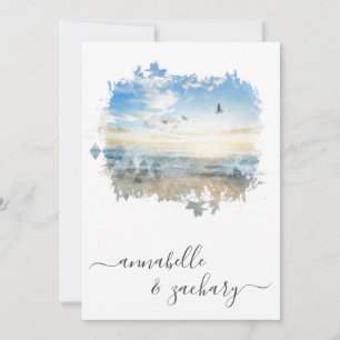 Invitation *~* Ocean Sea Artistic RSVP - Plage QR AR7 Mariage
