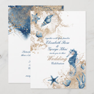 Invitation Ocean Sea Beach Mariage nautique