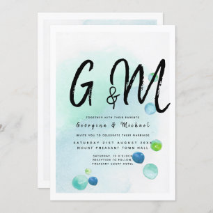 Invitation Ocean Sea Glass Ombre Turquoise Blue Mariage