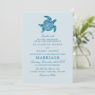 Invitation Ocean Sea Turtle, Sea Blue Beach Wedding