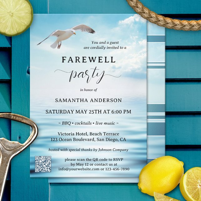 Invitation Ocean Seagull Freedom Farewell Retirement Invitati (Créateur téléchargé)