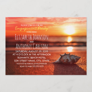 Invitation Ocean Seashell Sunset Beach