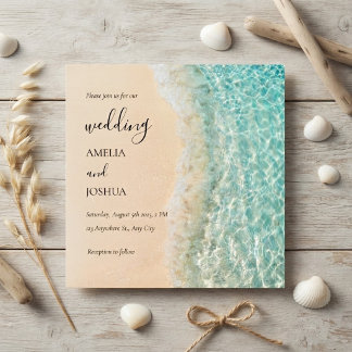Invitation Ocean Summer Blue Beach Fête de mariage de sable b