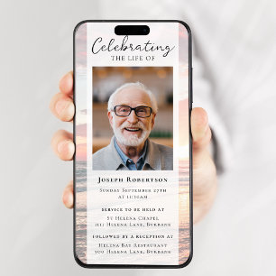 Invitation Ocean Sunset Photo Funérailles Digital Evite