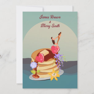 Invitation Ocean Surfing on Pancakes Sweet Love Mariage