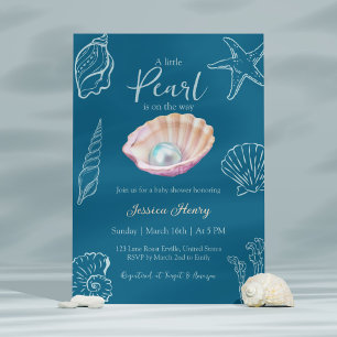 Invitation Ocean Turquoise Little Pearl Sur le chemin Baby sh
