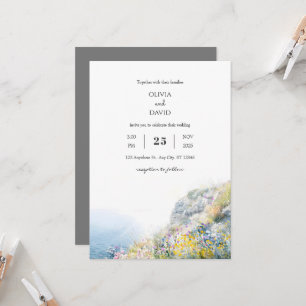 Invitation Ocean View Fleur sauvage Clifftop Beach Mariage