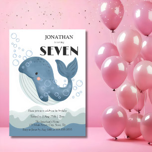 Invitation Ocean Wave Bubble Cute Whale Anniversaire de enfan