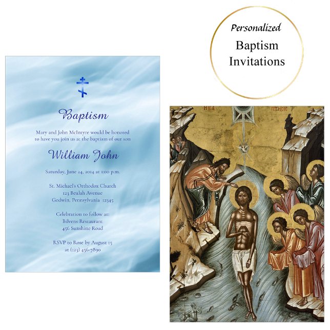 Invitation Ocean Waves Baptême chrétien orthodoxe (Créateur téléchargé)