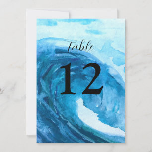 Invitation Ocean Waves Beach Destination Blue Nombre de table
