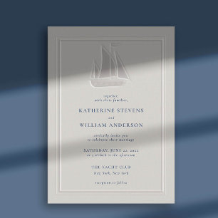 Invitation Ocean Yacht Faux Embossé Moderne Classique Mariage