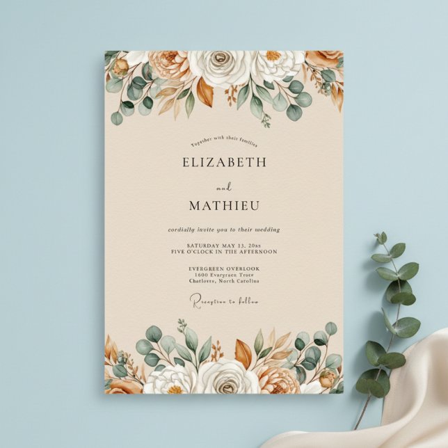 Invitation Ochre Autumnal Botanical Wedding (Créateur téléchargé)