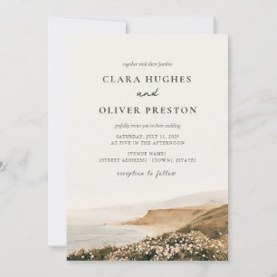 Invitation Ochre Olive Écriture Beach Rose Cape Cod Mariage 