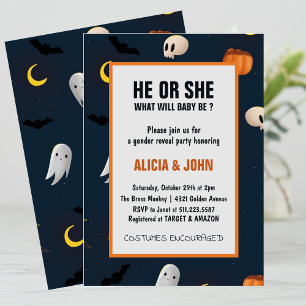 Invitation Octobre Il ou Elle Révélation du sexe pour Hallowe