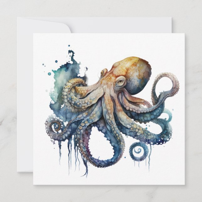 Invitation Octopus aquarelle (Devant)