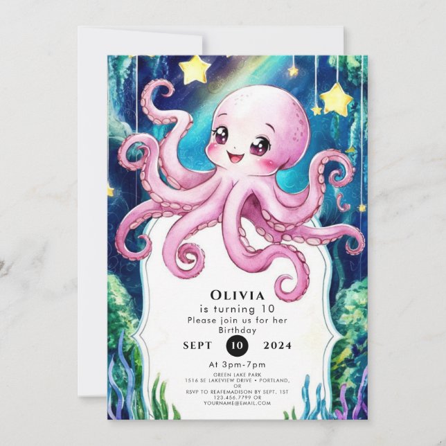 Invitation Octopus magique pour enfants (Devant)