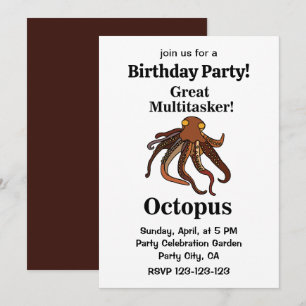 Invitation Octopus Tentacles Grand Multitaskan Funny Annivers
