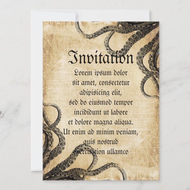 Invitation Octopus vintage (Devant)