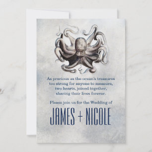Invitation Octopus vintage Salt de mer Plage Mariage Invitati